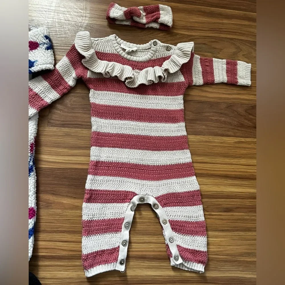 3 Piece Girls Cozy Bundle Size 12 Months Carters Jessica Simpson Romper Jumpsuit
